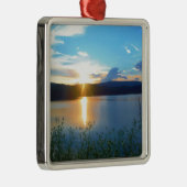 Blauwe zonsondergang op het meer metalen ornament (Rechts)