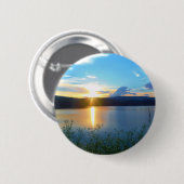 Blauwe zonsondergang op het meer ronde button 5,7 cm (Voorkant /achterkant)