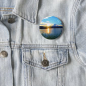 Blauwe zonsondergang op het meer ronde button 5,7 cm (In situ)