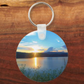 Blauwe zonsondergang op het meer sleutelhanger (Voorkant)