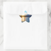 Blauwe zonsondergang op het meer ster sticker (Tas)