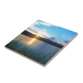 Blauwe zonsondergang op het meer tegeltje (Zijkant)