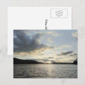 Blauwe zonsondergangen afgebeeld Meer van Sunapee, Briefkaart (Voorkant / Achterkant)