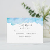Blauwe zoute zeebries Aquarel RSVP-kaarten Kaart (Staand voorkant)