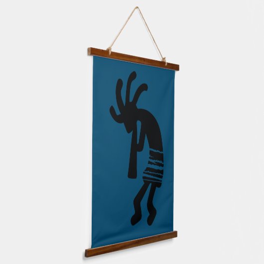 Blauwe zuidwestelijke Kokopelli Hangend Wandkleed (Gebogen)