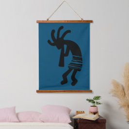 Blauwe zuidwestelijke Kokopelli Hangend Wandkleed