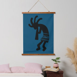 Blauwe zuidwestelijke Kokopelli Hangend Wandkleed