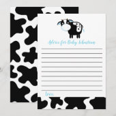 Blauwe Zuivel Koe Jongen Baby Shower Advieskaarten Advieskaart (Voorkant / Achterkant)