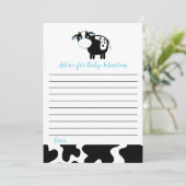 Blauwe Zuivel Koe Jongen Baby Shower Advieskaarten Advieskaart (Staand voorkant)