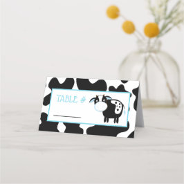 Blauwe Zuivelkoer Boerderij Baby Shower Tafelkaart Plaatskaartje