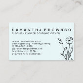 Blauwe zure derbloemflora visitekaartje (Achterkant)