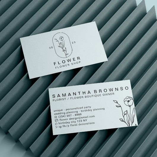 Blauwe zure derbloemflora visitekaartje