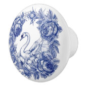 Blauwe Zwaan Roos Bloemenrand Keramische Knop (Rechts)