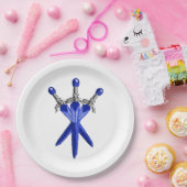 Blauwe Zwaard Feest Papieren Bord (Feest)