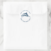 Blauwe Zwaardvis Aangepaste Tekst Ronde Sticker (Tas)