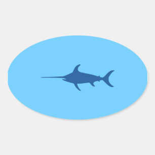 Blauwe Zwaardvis Ovale Sticker