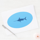 Blauwe zwaardvis ovale sticker (Envelop)