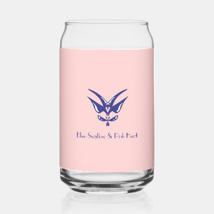 Blauwe Zwaluw & Roze Hart Blikvorm Glas