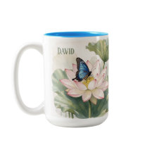 Blauwe Zwaluwstaartvlinder Met Lotusbloem Naam