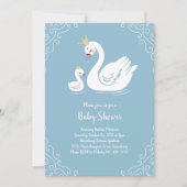 Blauwe Zwanen Baby Shower Vogel met Kroon Kaart (Voorkant)