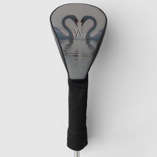 Blauwe zwanen moeten liefdesmonogram zijn golfheadcover (Voorkant)