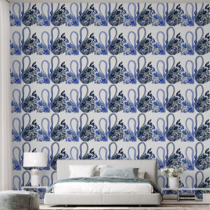 Blauwe Zwanen Watercolor Kunst Behang