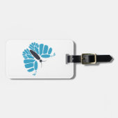 Blauwe zwarte abstracte vlindervliegende bagagelab bagagelabel (Voorkant horizontaal)