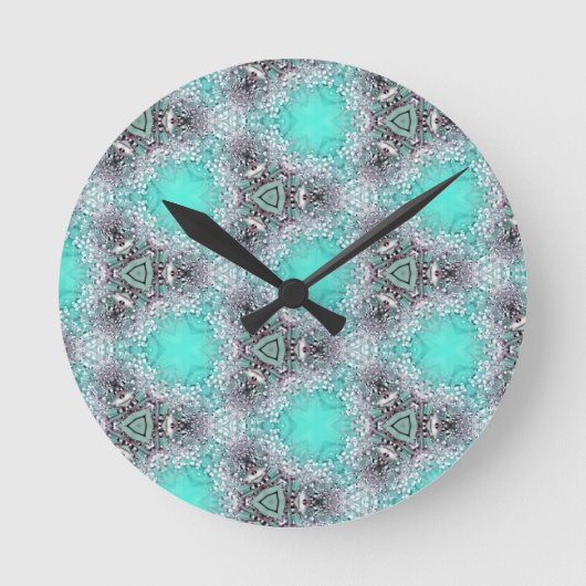 blauwe zwarte bloemen ontwerp thuisdecor klok (Voorkant)