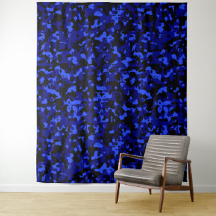 Blauwe zwarte Camouflage Wandkleed