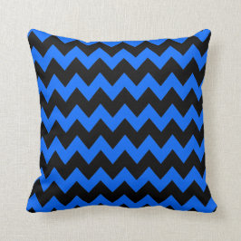 Blauwe zwarte Chevron Stripes Kussen
