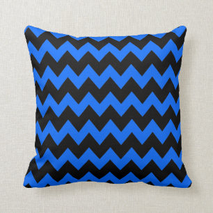 Blauwe zwarte Chevron Stripes Kussen