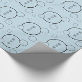 Blauwe zwarte cirkels gepersonaliseerde verjaardag cadeaupapier (Hoek)