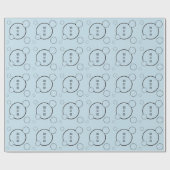 Blauwe zwarte cirkels gepersonaliseerde verjaardag cadeaupapier (Vlak)