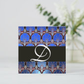 BLAUWE ZWARTE DAMASKCARNATIES MONOGRAM KAART (Staand voorkant)