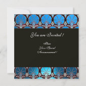 BLAUWE ZWARTE DAMASKCARNATIES MONOGRAM KAART (Achterkant)