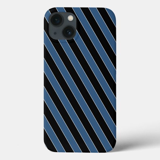 Blauwe zwarte diagonale instripes Case-Mate iPhone case (Achterkant)