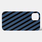 Blauwe zwarte diagonale instripes Case-Mate iPhone case (Achterkant (horizontaal))
