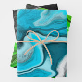 Blauwe, zwarte en groene, lichtvochtige kunst inpakpapier vel (In situ)