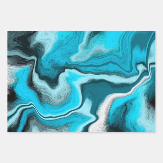 Blauwe, zwarte en groene, lichtvochtige kunst inpakpapier vel (Voorkant)