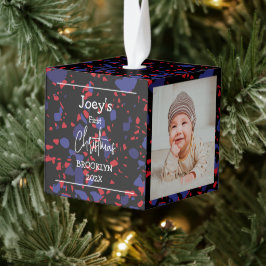 blauwe, zwarte en rode baby eerste Kerstmis drie F Decoratie