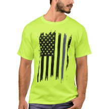 Blauwe zwarte en witte Amerikaanse vlag T-shirt