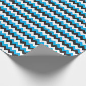 Blauwe, zwarte en witte kassy Chevron Gift Wrap Cadeaupapier (Hoek)