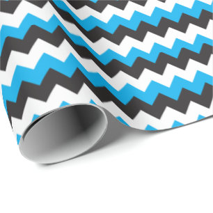 Blauwe, zwarte en witte kassy Chevron Gift Wrap Cadeaupapier
