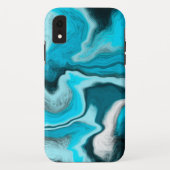 Blauwe, zwarte en witte marmer Case-Mate iPhone case (Achterkant)