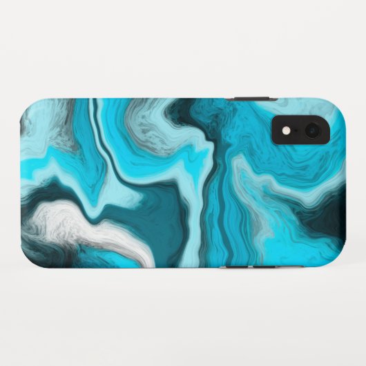 Blauwe, zwarte en witte marmer Case-Mate iPhone case (Achterkant (horizontaal))