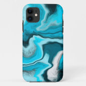 Blauwe, zwarte en witte marmer Case-Mate iPhone case (Achterkant)