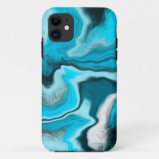 Blauwe, zwarte en witte marmer Case-Mate iPhone case (Achterkant)