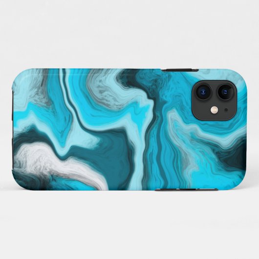 Blauwe, zwarte en witte marmer Case-Mate iPhone case (Achterkant (horizontaal))
