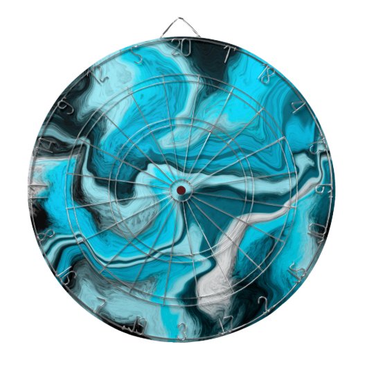 Blauwe, zwarte en witte marmer dartbord (Voorkant)