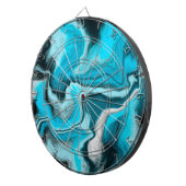 Blauwe, zwarte en witte marmer dartbord (Voorkant Rechts)
